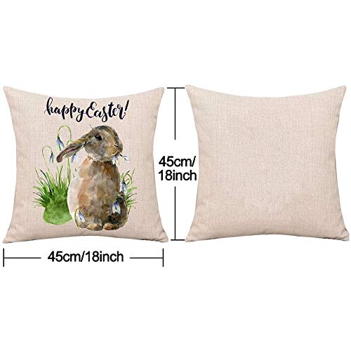Bzocio Funda de cojín de conejo con funda para cojín y huevo, decoración para sofá, cama o cama de lino