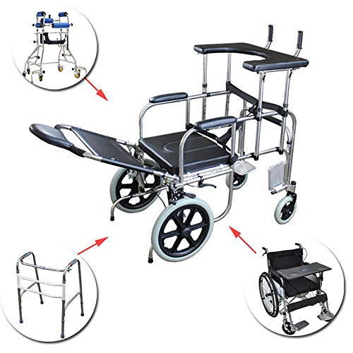 BZZBZZ Andador Plegable en Silla de Ruedas Multifuncional con Orinal para Entrenamiento de rehabilitación de Pacientes con accidente cerebrovascular y Enfermedad de Parkinson Ancianos Demencia
