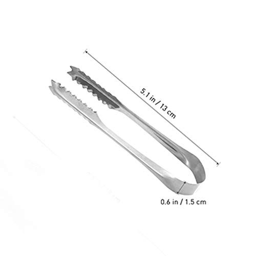 Cabilock 10Pcs Pinzas de Hielo de Acero Inoxidable con Dientes para Cubitos de Azúcar de Hielo Té Fiesta Barra de Café Comida Que Sirve Aperitivos-13Cm