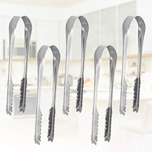 Cabilock 10Pcs Pinzas de Hielo de Acero Inoxidable con Dientes para Cubitos de Azúcar de Hielo Té Fiesta Barra de Café Comida Que Sirve Aperitivos-13Cm