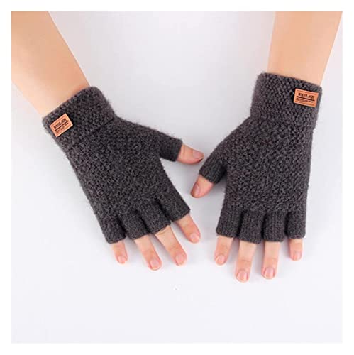 CAETNY Luvas de Inverno Luvas de Inverno Novas Masculinas com metade Dos Dedos sem Dedos Clamshell Tricotado Calor e luvas espessas e fofas de condução ao ar Livre para esportes (Cor: A336-3)
