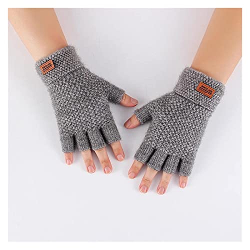 CAETNY Luvas de Inverno Luvas de Inverno Novas Masculinas com metade Dos Dedos sem Dedos Clamshell Tricotado Calor e luvas espessas e fofas de condução ao ar Livre para esportes (Cor: A336-3)
