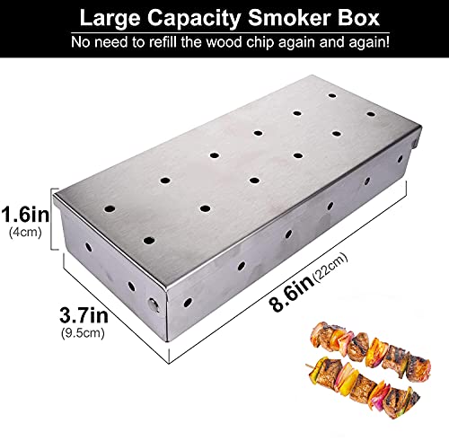 Caja de Ahumador de Barbacoa, Ahumador de Acero Inoxidable Accesorios de Barbacoa para Parrilla de Carbón Gas Hogar Jardín Exterior Fácil de Usar