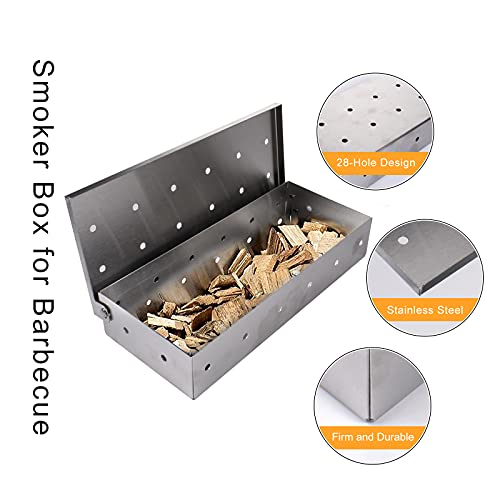 Caja de Ahumador de Barbacoa, Ahumador de Acero Inoxidable Accesorios de Barbacoa para Parrilla de Carbón Gas Hogar Jardín Exterior Fácil de Usar