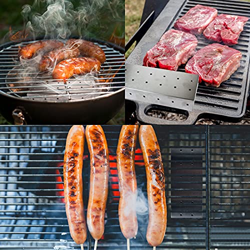 Caja de Ahumador de Barbacoa, Ahumador de Acero Inoxidable Accesorios de Barbacoa para Parrilla de Carbón Gas Hogar Jardín Exterior Fácil de Usar