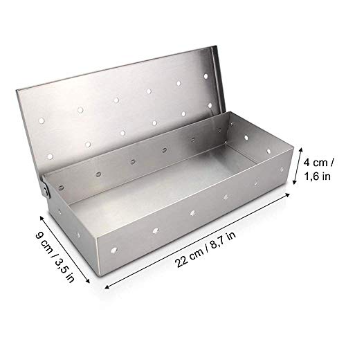 Caja de Ahumador, Parrilla de Barbacoa de acero Inoxidable caja de Ahumador para Fumadores, Parrillas de Carbón y gas