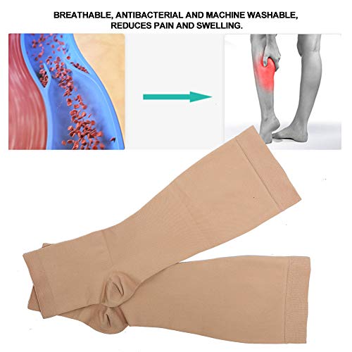 Calcetines de compresión hasta la rodilla, calcetines cerrados de vena varicosa de la pantorrilla Medias de la vena de la pantorrilla Apoyo de la pantorrilla Adelgazamiento de la tensión (M)
