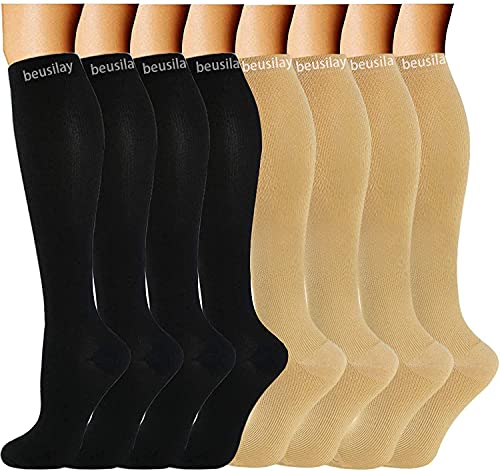 Calcetines De Compresión Para Mujeres Y Hombres(3/8 pares)-Ideal Para Médicos,Ejercicio,Circulación Y Recuperación,Enfermeras,Enfermería,Embarazo,Viajes Y Vuelo,Varicosas,Correr Y Fitness (15-20 mmHg)