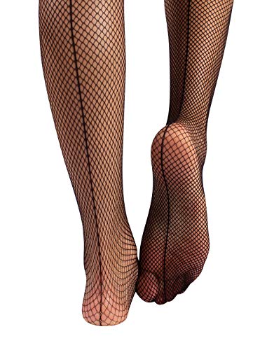 CALZITALY Medias Autoadhesivas de Rejilla Con Costura Posterior | Medias Autosujetadoras | Negro, Natural | Calcetería Italiana (S/M, Negro)