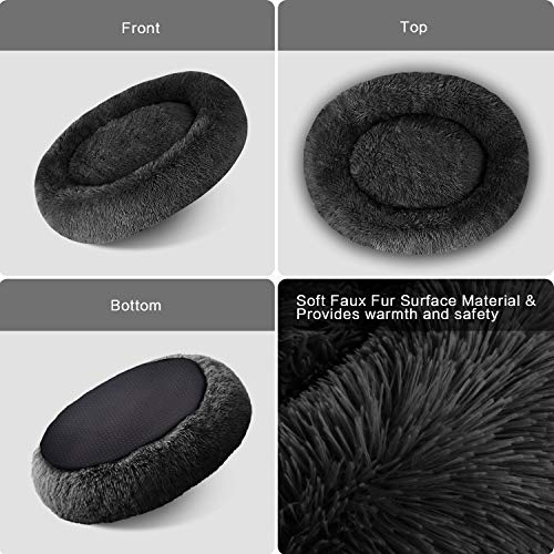 Cama redonda de felpa de lujo con doble punta, sofá para cachorros supersuave, base antideslizante, saco de dormir ortopédico para aliviar el estrés y mejorar el sueño