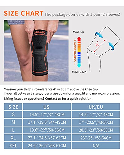 CAMBIVO 2 x Rodilleras Menisco y Ligamento, Rodilleras Hombre y Mujer Antideslizante, Rodilleras Deportivas Compresion para Gym, Voleibol, Running, Bicicletas, Futbol, Baloncesto