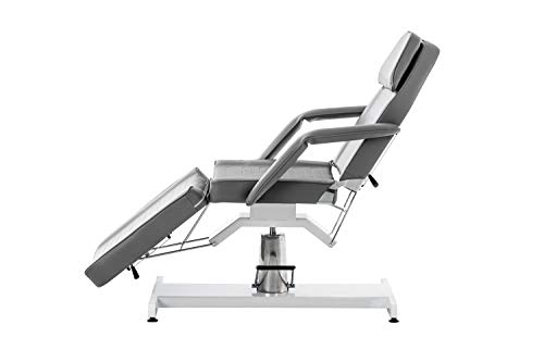 Camilla de Estética Hidráulica V2 Tapizada en Cuero Sintético I Camilla sillón de Masaje I Silla Dentista Regulable I Silla Tumbona con Repo, Color:Gris