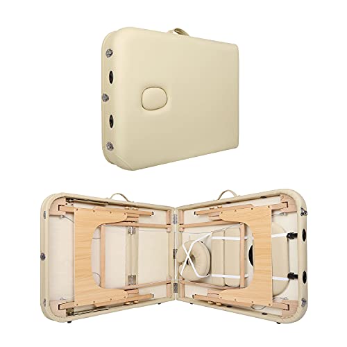 Camilla de masaje, mesa de masaje, mesa de masaje, cosmética reclinable triple portátil, con patas de madera, profesional, ligera, bolsa de transporte