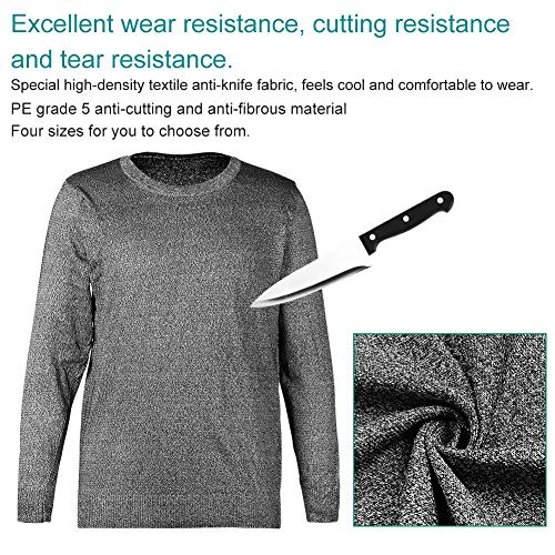 Camisa de Manga Larga, Ropa Protectora Anti Slash Resistente al Corte Nivel 5 Cuello Equipo de protección de Manga Larga para Corte y manejo de Vidrio, rectificado de precisión, etc.(L)