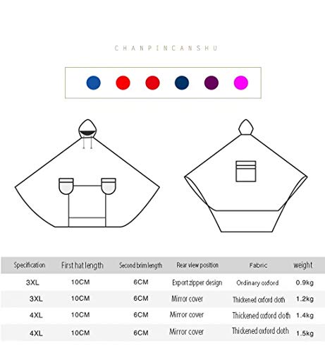 Capa Impermeable lluvia del impermeable del Cabo, JXSD- impermeable universal con capucha del impermeable for la Movilidad Scooters motocicleta motos bicicletas aumentan el espesamiento impermeable po