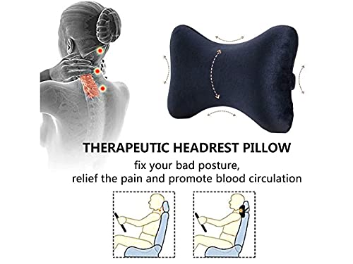 CARALL - Cojín para Silla de Juego de 2 Piezas, Cojines para reposacabezas de Coche, Almohadas de Viaje, para reposacabezas y Cuello (Negro Type R)