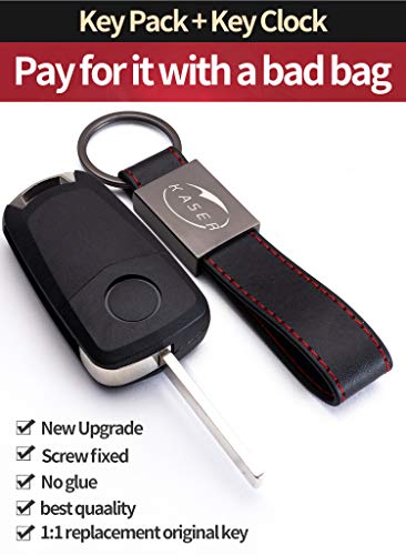 Carcasa Funda Llave Remoto Mando 3 Botones para Opel Vectra Astra Tigra Corsa con Llavero de Cuero KASER