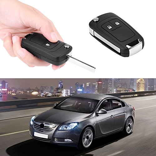 Carcasa para llave, control remoto plegable de 2 botones, carcasa para llave de coche, compatible con Opel Astra Insignia (negro) Carcasa protectora en cubierta negra para control remoto