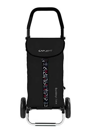 Carlett Carro de la Compra 2 Ruedas | Lett201 | Carrito Plegable con Bolsa Extraíble de Gran Capacidad 25kg/47L, Negro