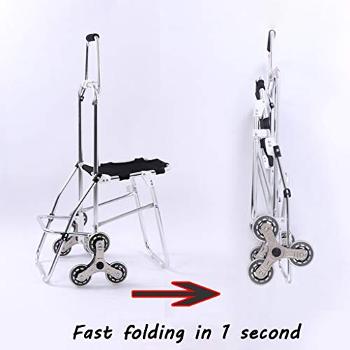 Carrito Compras Carrito De Compras con Silla, Carrito Multitarea Que Puede Subir Escaleras para Comprar Alimentos, Carrito De Compras Plegable para El Hogar, Que Puede Soportar 45 Kg