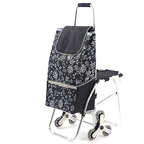 Carrito Compras Carrito De Compras con Silla, Carrito Multitarea Que Puede Subir Escaleras para Comprar Alimentos, Carrito De Compras Plegable para El Hogar, Que Puede Soportar 45 Kg
