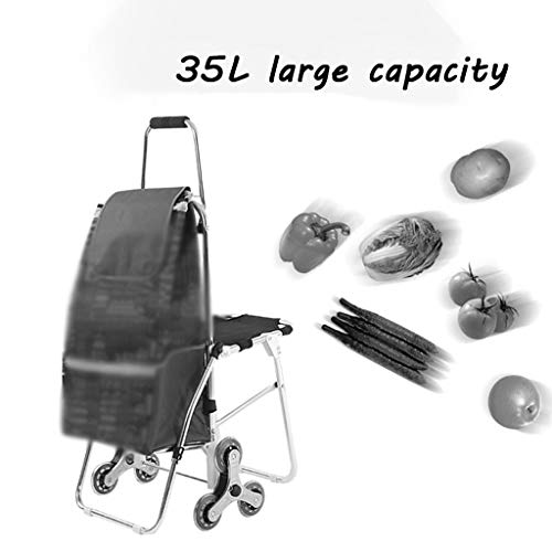 Carrito Compras Carrito De Compras con Silla, Carrito Multitarea Que Puede Subir Escaleras para Comprar Alimentos, Carrito De Compras Plegable para El Hogar, Que Puede Soportar 45 Kg