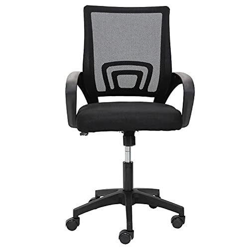 CashOffice - Silla de Escritorio Ergonómica, Silla de Oficina Giratoria con Respaldo Transpirable Negro y Base Negra (Base Negra)