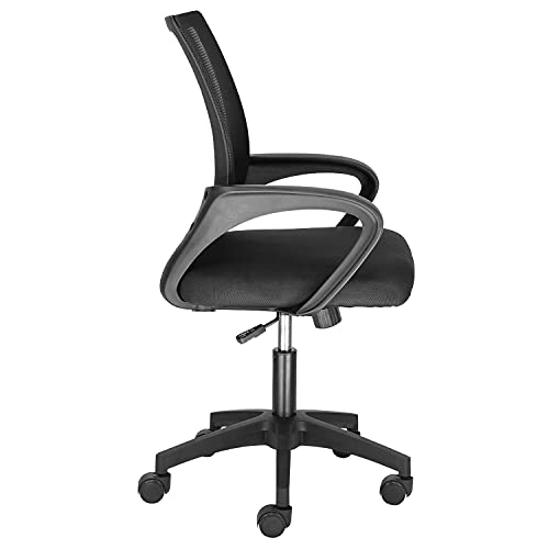 CashOffice - Silla de Escritorio Ergonómica, Silla de Oficina Giratoria con Respaldo Transpirable Negro y Base Negra (Base Negra)