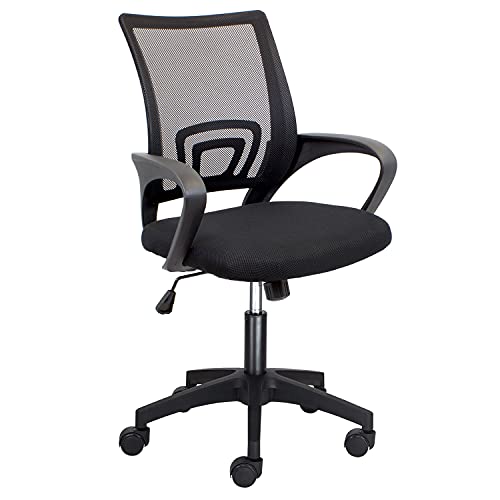 CashOffice - Silla de Escritorio Ergonómica, Silla de Oficina Giratoria con Respaldo Transpirable Negro y Base Negra (Base Negra)