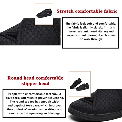 CCFF Ampliación de los Zapatos Ajustables con Velcro, Zapatos Casuales Suaves y cómodos para la Madre-Negro_41, Zapatillas Dormitorio Mujer Antideslizantes,