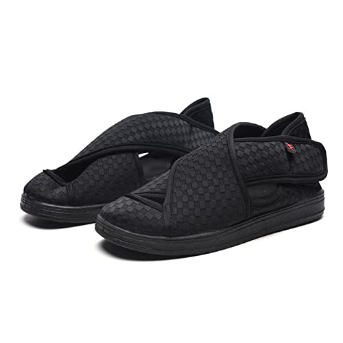 CCFF Ampliación de los Zapatos Ajustables con Velcro, Zapatos Casuales Suaves y cómodos para la Madre-Negro_41, Zapatillas Dormitorio Mujer Antideslizantes,