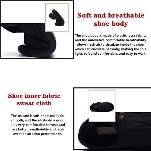 CCFF Sandalias diabéticas de Punta Abierta, Zapatos Casuales cómodos para pies hinchados y deformados-Negro_44, Antideslizante Zapatillas para diabéticos,