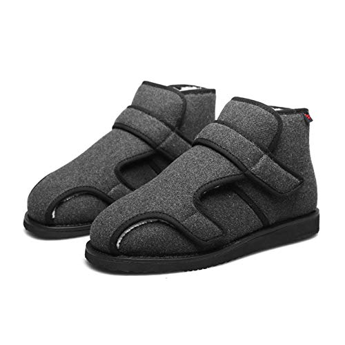 CCFF Zapatos de eversión de pie Ajustables con Velcro, Pantuflas cómodas Antideslizantes Resistentes al Desgaste-Gris Oscuro_45, Artritis Edema Zapatillas para diabéticos,
