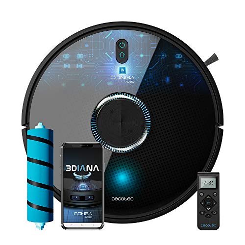 Cecotec Robot Aspirador y Fregasuelos Conga 7090 IA. Inteligencia Artificial y Láser, 4 en 1, 10000 Pa, APP, Roomplan