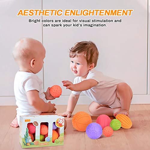 CestMall 6 Pieza Bolas Sensoriales para Bebés Soft Hand Ball Grip Ball Sensor Ball Set Textured Multi Ball Set, Juego de Bolas con Textura, Infantil Pelota Educativa Suaves Garre Juguete de Baño
