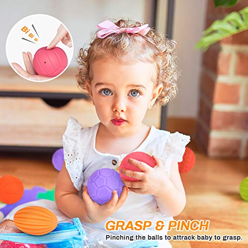 CestMall 6 Pieza Bolas Sensoriales para Bebés Soft Hand Ball Grip Ball Sensor Ball Set Textured Multi Ball Set, Juego de Bolas con Textura, Infantil Pelota Educativa Suaves Garre Juguete de Baño