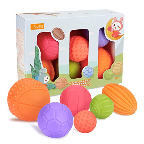 CestMall 6 Pieza Bolas Sensoriales para Bebés Soft Hand Ball Grip Ball Sensor Ball Set Textured Multi Ball Set, Juego de Bolas con Textura, Infantil Pelota Educativa Suaves Garre Juguete de Baño