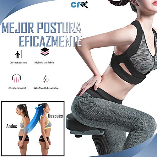 CFR Corrector de Postura Espalda Hombros para Hombre y Mujer Talla Asjustable Chaleco Corrector de Postura Transpirable Ideal para Aliviar los Dolores Dorsales, Thoraciques, Cuello y Hombros