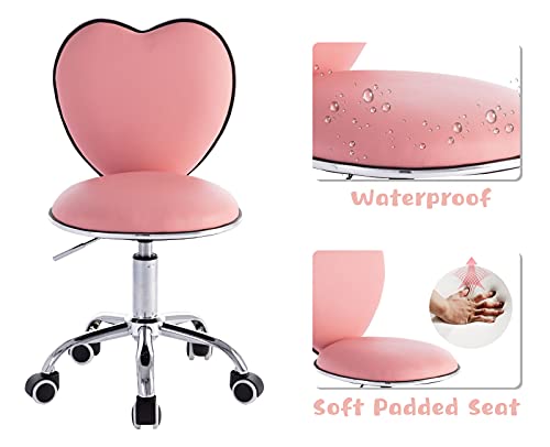 chairus Silla de Escritorio Giratoria con Altura Ajustable Juvenil Silla de Estudio Sin Brazos Respaldo con Lentejuelas Cambian (Pink)