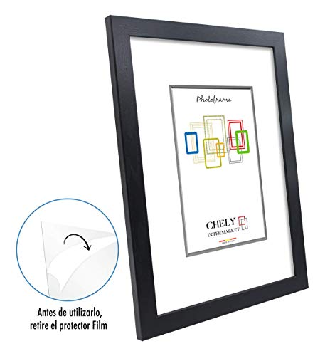 Chely Intermarket | 16C1A | Marco de Fotos Grandes 40x50 cm (Negro) MOD-254, Hecho de Madera, Ancho de Bastidor 1,20 cm con Acabado Elegante | Marco para títulos y certificados (254-40x50-0,85)