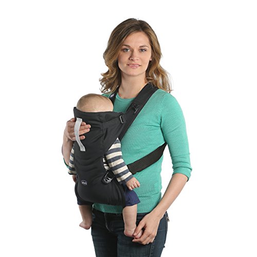Chicco EasyFit Portabebés Ergonómico de 0 Meses a 9 kg, Mochila Bebé Fácil de Usar para Llevar el Bebé Mirando hacia los Padres, Mochila Portabebés con Sujeción para Cabeza y Cuello, Azul (Oxford)