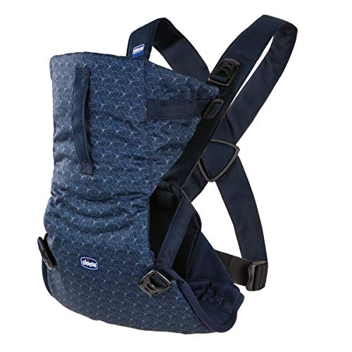Chicco EasyFit Portabebés Ergonómico de 0 Meses a 9 kg, Mochila Bebé Fácil de Usar para Llevar el Bebé Mirando hacia los Padres, Mochila Portabebés con Sujeción para Cabeza y Cuello, Azul (Oxford)