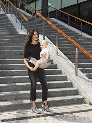 Chicco Hip Seat Carrier - Riñonera para bebé ergonómica de 0 meses a 15 kg, portabebés 3 en 1 multifunción con base rígida desmontable, correas acolchadas y capucha protectora, 8 posiciones – Beige