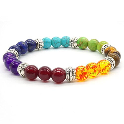 ChicJ&Y 3 Piezas Pulsera de Piedra del Ojo del Tigre Natural Pulsera de Piedras Preciosas de curación Pulsera 8mm Piedras Semi Preciosas Redondas Pulsera de Pulsera con elástico Rebordear