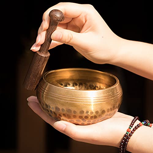 CHSEEO Meditación Cuenco Tibetano con Piedras de Chakra, 8CM Cuenco Sonoro a Mano Regalo Espiritual para Terapia de Sonido, Zen, Budismo, Sanación del Chakra, Yoga Y La Atención Plena #1