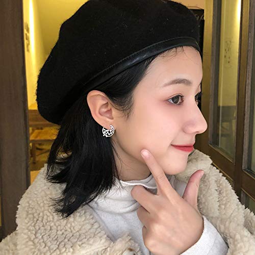 Chwewxi Costuras sensuales Pendientes Redondos Temperamento Circón Coreano delicados aretes Mujer Pendientes, Espalda Curvada circón (Oro Plateado + Aguja de Plata)