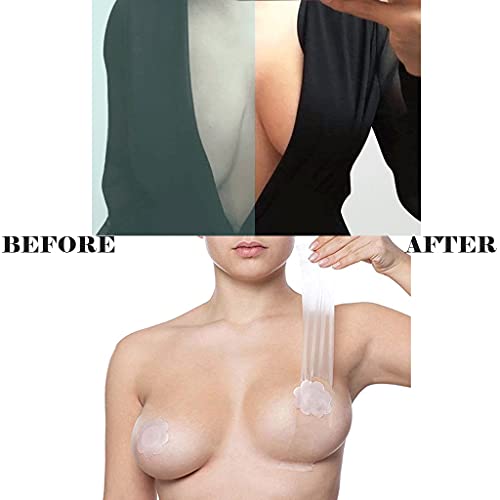 Cinta Adhesiva Pecho para Cuerpo Lencería, Cinta para Mujer Elevación del Busto Cinta de Levantamiento de Senos Tetas Invisible ideal para Vestido sin Hombro de Noche Escote V, 5CM x 5M (Transparente)