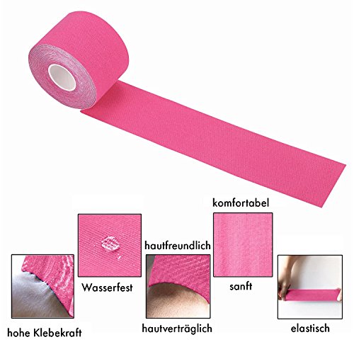 Cinta adhesiva térmica para lesiones SiaMed de 2,5 cm, 5 cm, 7,5 cm, 10 cm de ancho, para tratamientos de quinesiología, de alta calidad, rojo, 5 cm