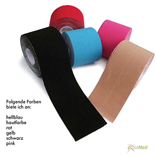 Cinta adhesiva térmica para lesiones SiaMed de 2,5 cm, 5 cm, 7,5 cm, 10 cm de ancho, para tratamientos de quinesiología, de alta calidad, rojo, 5 cm