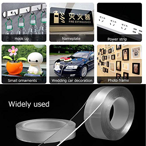 Cinta magica adhesiva, Reutilizable Nano Tape, cinta doble cara transparente, Traceless Grip Tape Multifuncional de Doble Cara Adhesivo Cinta de Pared Fuerte (5m)